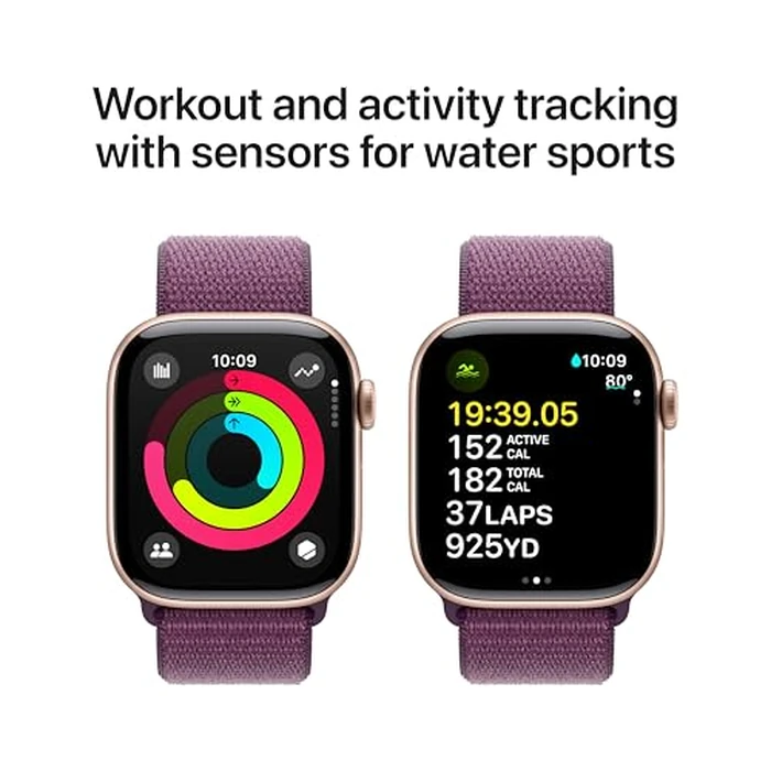 Apple Watch Series 10 [GPS 42mm case] Smartwatch with Rose Gold Aluminum Case with Plum Sport Loop. Fitness Tracker, ECG App, Always-On Retina Display, Carbon Neutral by Apple - Image 5