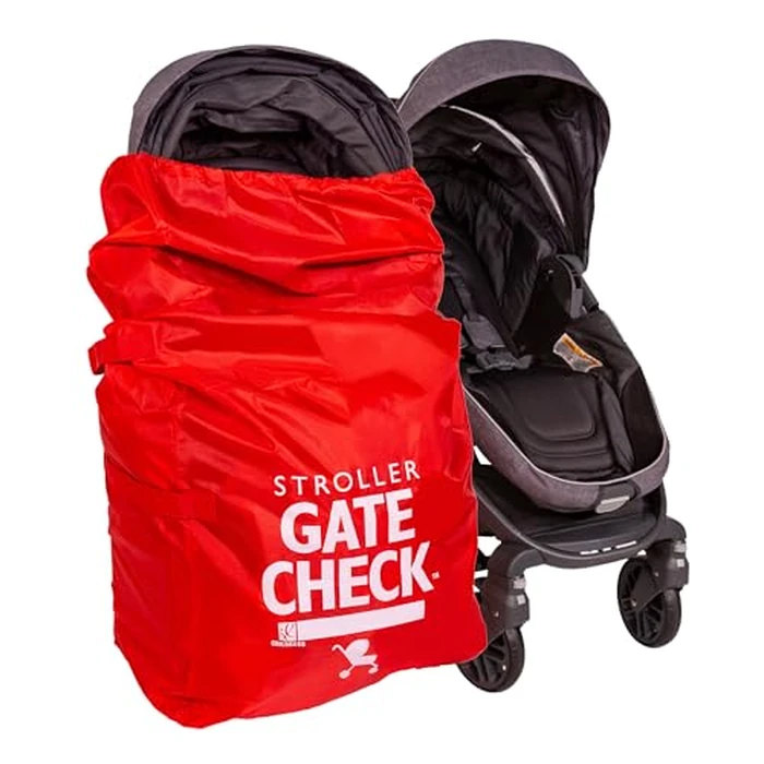J.L. Childress Gate Check Bag for Single & Some Double Strollers - Travel Bag for Airplane, Fits Most Standard Baby Strollers, Airport Accessories for Gate Check, Flying Essentials - Red by J.L. Childress - Image 1