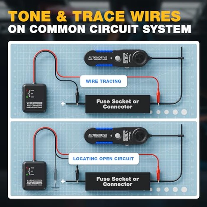 VDIAGTOOL V210 Wire Tracer Electrical Automotive Open & Short Finder Circuit Tester Circuit Breaker Finder Fault Probe Wire Tester Electrical DC 6-42V by VDIAGTOOL - Image 4