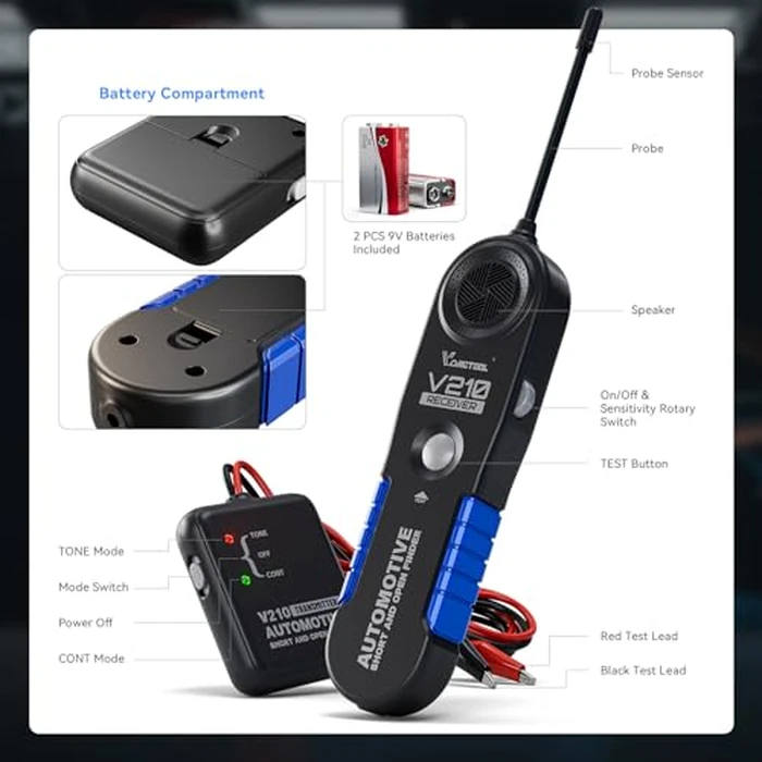 VDIAGTOOL V210 Wire Tracer Electrical Automotive Open & Short Finder Circuit Tester Circuit Breaker Finder Fault Probe Wire Tester Electrical DC 6-42V by VDIAGTOOL - Image 6