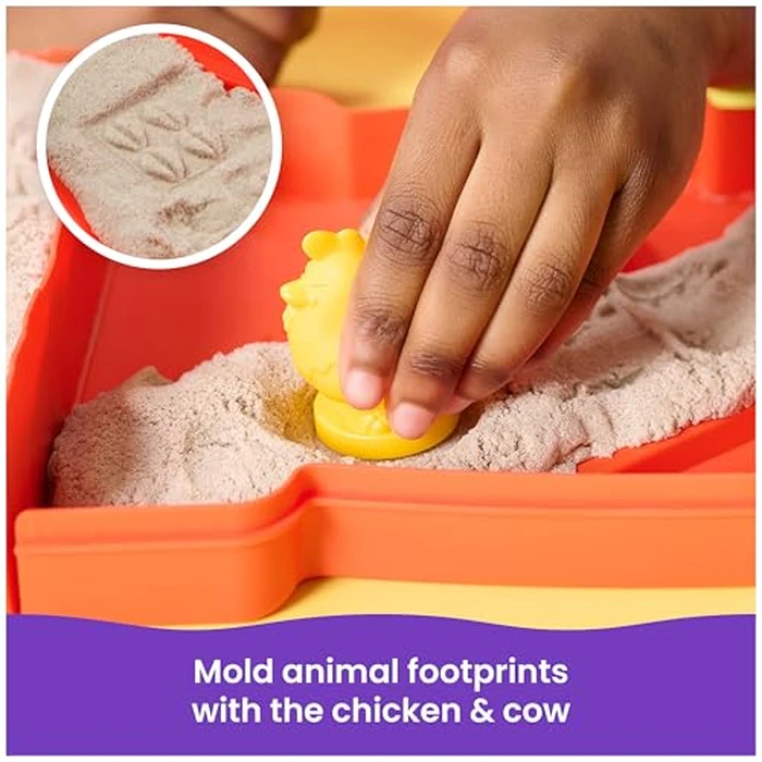 Kinetic Sand, Sandy Farm Set with 12oz Play Sand, 6 Tools & Molds, Reusable Barn Storage Case, Toddler Toys, Kids Toys for Girls & Boys Ages 3 and up by Kinetic Sand - Image 2