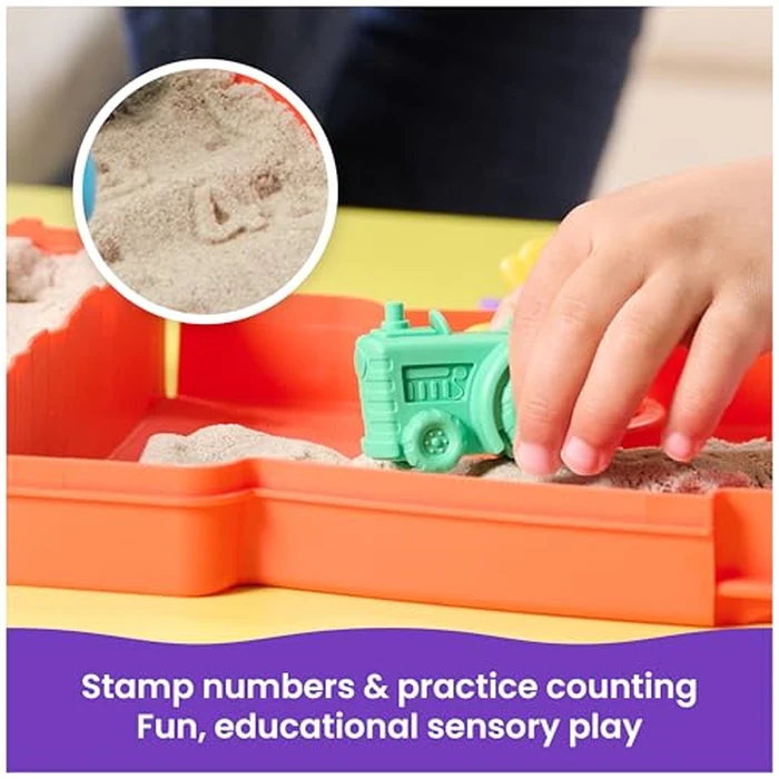 Kinetic Sand, Sandy Farm Set with 12oz Play Sand, 6 Tools & Molds, Reusable Barn Storage Case, Toddler Toys, Kids Toys for Girls & Boys Ages 3 and up by Kinetic Sand - Image 4