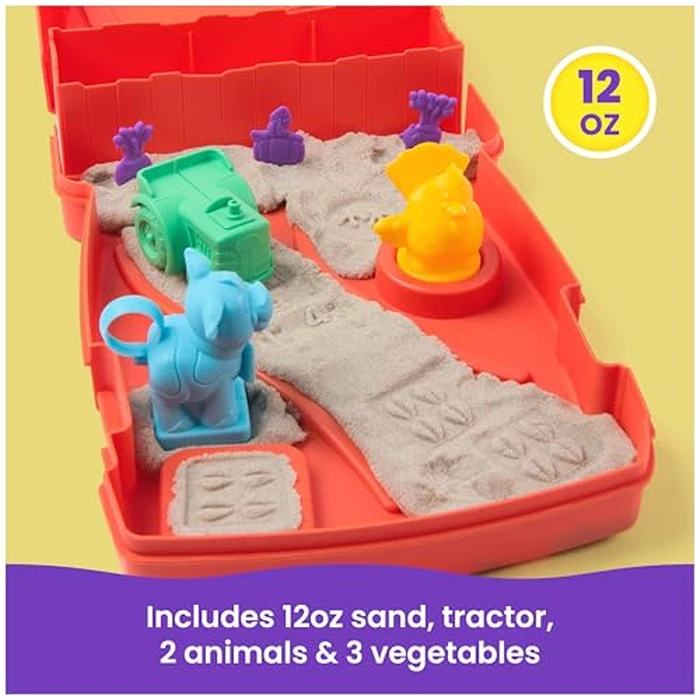 Kinetic Sand, Sandy Farm Set with 12oz Play Sand, 6 Tools & Molds, Reusable Barn Storage Case, Toddler Toys, Kids Toys for Girls & Boys Ages 3 and up by Kinetic Sand - Image 5