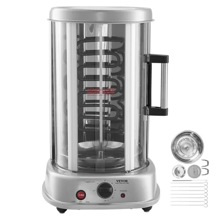 VEVOR Shawarma Grill Machine, Vertical Chicken Shawarma Cooker Machine Countertop, Electric Stainless Steel Broiler Gyro Rotisserie Oven Doner Kebab Machine, for Home Restaurant Kitchen Parties by VEVOR - Image 9