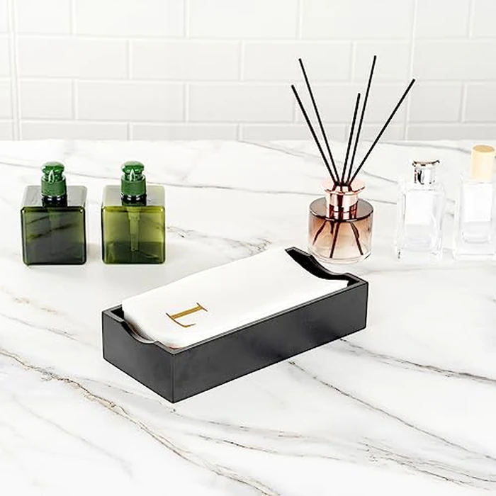 Luxenap 15.8 X 7.9 Inch Linen-Feel Guest Towels, 50 Lettered Hand Towels - Gold Letter 'L', Sans Serif Font, White Paper Dinner Napkins, airlaid, For Restrooms And Tables by Restaurantware - Image 9