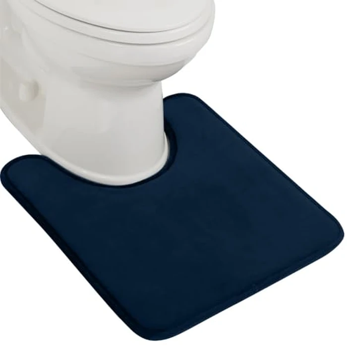 GORILLA GRIP(R) Thick Memory Foam Toilet Rug for Bathroom, U Shaped Washable, Soft Absorbent Velvet Topside Floor Mats, Machine Wash, Cushioned Luxury Rugs for Bath Room, 22.5x19.5 Navy Blue by GORILLA GRIP - Used - Very Good condition - US$13.94