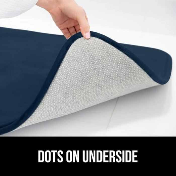 GORILLA GRIP(R) Thick Memory Foam Toilet Rug for Bathroom, U Shaped Washable, Soft Absorbent Velvet Topside Floor Mats, Machine Wash, Cushioned Luxury Rugs for Bath Room, 22.5x19.5 Navy Blue by GORILLA GRIP - Image 4