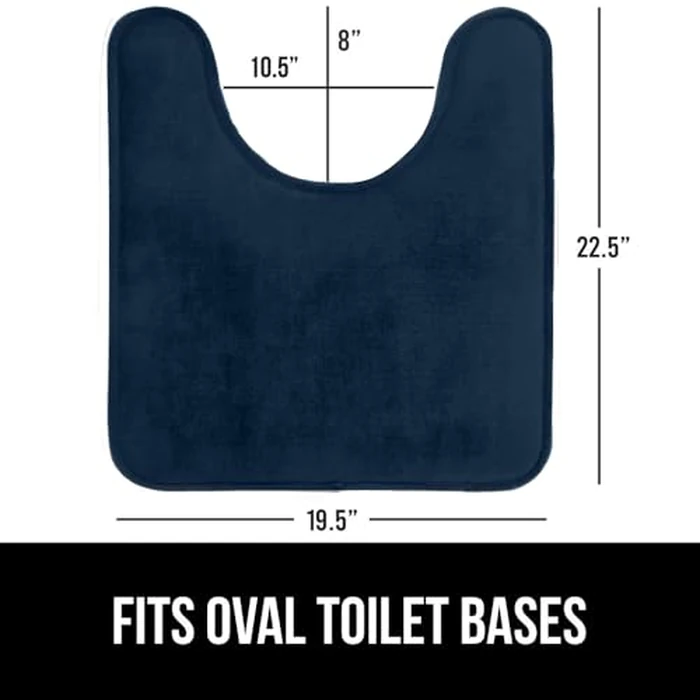 GORILLA GRIP(R) Thick Memory Foam Toilet Rug for Bathroom, U Shaped Washable, Soft Absorbent Velvet Topside Floor Mats, Machine Wash, Cushioned Luxury Rugs for Bath Room, 22.5x19.5 Navy Blue by GORILLA GRIP - Image 6