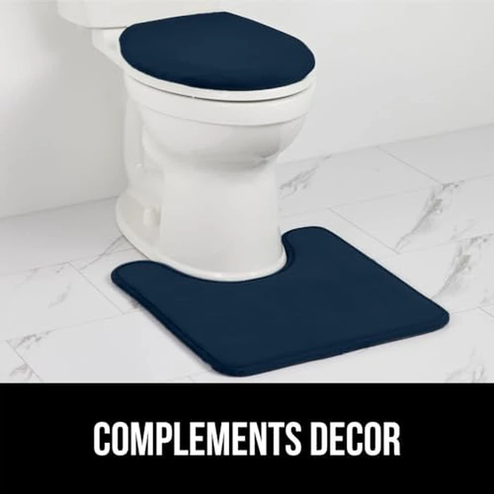 GORILLA GRIP(R) Thick Memory Foam Toilet Rug for Bathroom, U Shaped Washable, Soft Absorbent Velvet Topside Floor Mats, Machine Wash, Cushioned Luxury Rugs for Bath Room, 22.5x19.5 Navy Blue by GORILLA GRIP - Image 8