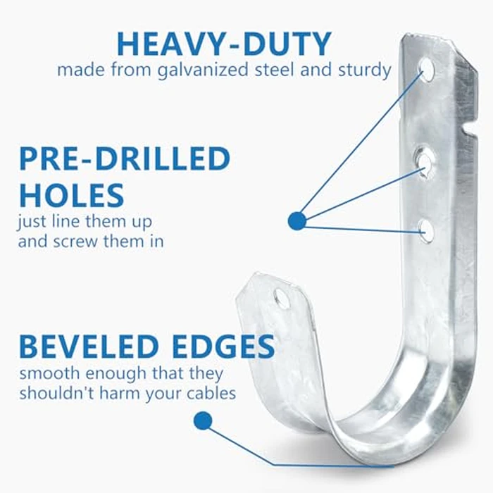 SIHAI 25-Packs 4” Inch J-Hooks, UL Certified Heavy-Duty Cable Support Hooks for Hanging CAT6/6A, Fiber Cable Management and Low Voltage Wiring by SIHAI - Image 3