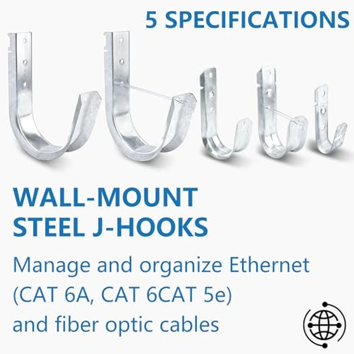 SIHAI 25-Packs 4” Inch J-Hooks, UL Certified Heavy-Duty Cable Support Hooks for Hanging CAT6/6A, Fiber Cable Management and Low Voltage Wiring by SIHAI - Image 5