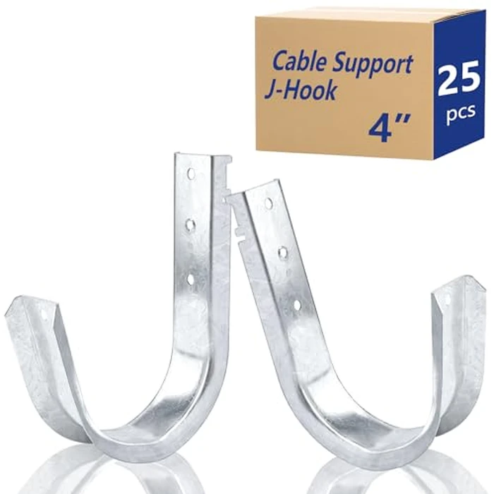 SIHAI 25-Packs 4” Inch J-Hooks, UL Certified Heavy-Duty Cable Support Hooks for Hanging CAT6/6A, Fiber Cable Management and Low Voltage Wiring by SIHAI - Image 8