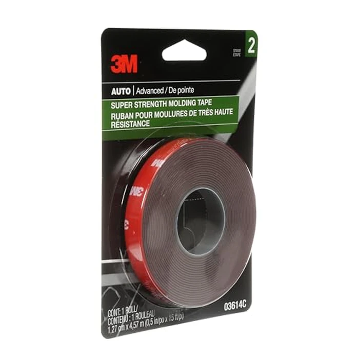 3M Super-Strength Molding Tape, 1/2 in x 15 ft, High Strength Double-Sided Adhesive, Permanently Attaches Side Moldings, Trim and Emblems to Interior and Exterior of Vehicles (03614) by 3M - Image 3