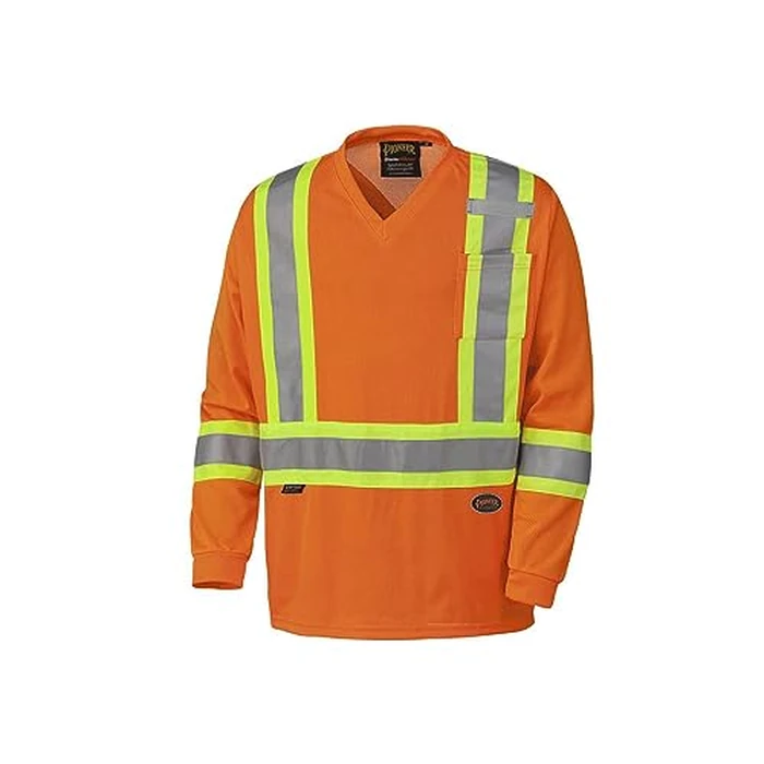 Pioneer Hi Vis Quick-Dry Work Safety Long Sleeve Shirt for Men - for Construction - Cooling Moisture-Wicking Mesh - Orange by Pioneer - Used - Very Good condition - CA$35.49