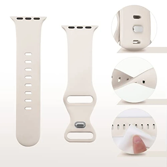 Tighesen Sport Bands Compatible with Apple Watch Band Ultra 2/Ultra SE Series 9/8/7/6/5/4/3/2/1 38mm 40mm 41mm 42mm 44mm 45mm 49mm S/M M/L for Women/Men Silicone iWatch Band(Starlight, 42/44/45/49mm by Tighesen - Image 4