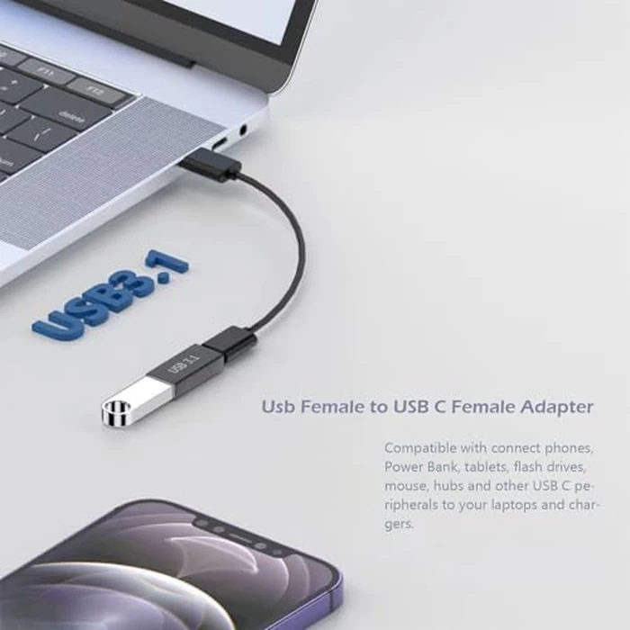 POHFP 5𝐏𝐚𝐜𝐤 𝐔𝐩𝐠𝐫𝐚𝐝𝐞𝐝 USB Female to C Female Adapter, 10GB-Usb3.1 to C Adapter Connector, Bi-Directional High Speed USB Extension Connector Support Charge & Data Sync by POHFP - Image 5