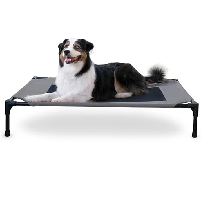 K&H Pet Products Outdoor Elevated Dog Cot, Breathable Cooling Elevated Cot Hammock Pet Bed for Large Dogs, Washable Mesh Cover, Raised Metal Frame, Collapsible, Portable - Large 42 X 30in Gray by K&H - Used - Very Good condition - CA$48.70