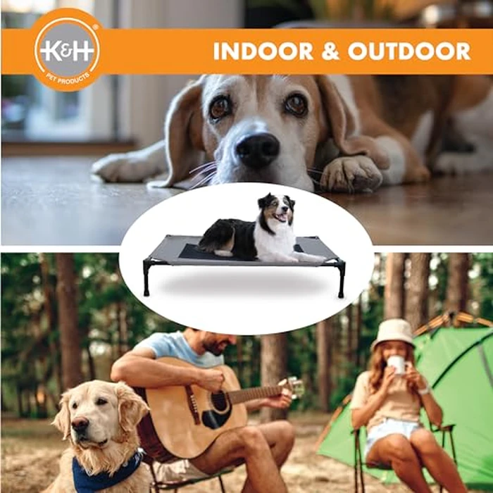 K&H Pet Products Outdoor Elevated Dog Cot, Breathable Cooling Elevated Cot Hammock Pet Bed for Large Dogs, Washable Mesh Cover, Raised Metal Frame, Collapsible, Portable - Large 42 X 30in Gray by K&H - Image 9