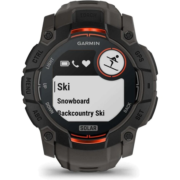 Garmin Instinct 3 Smartwatch - 128MB - 50mm - Black Solar Edition (Polymer) Case with Charcoal Silicone Silicone Band by Garmin - Refurbished - Premium condition - CA$594.99