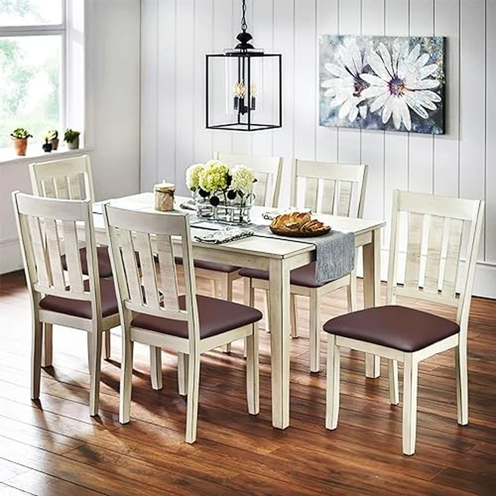 Leather Stretch Chair Seat Covers with Elastic Ties,Waterproof Dining Room PU Leather Chair Cover Seats,Removable Washable Chair Protector Seat Cushion Slipcovers for Home,Kitchen (Coffee, 4 PCS) by Eeaivnm - Image 2