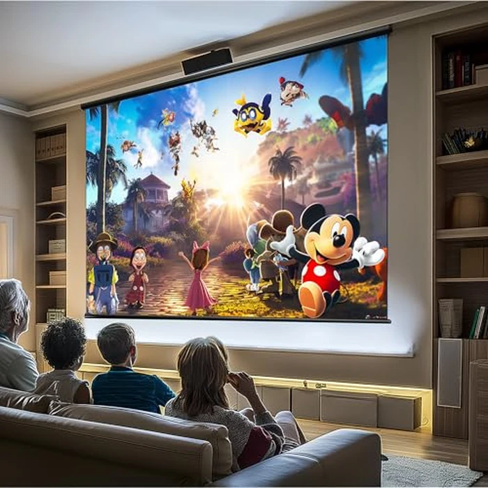 120" Motorized Projector Screen, Electric 4:3 Projector Screen with Remote Control, Indoor/Outdoor HD Movie Screen, Wall/Ceiling Mounted, Perfect for Home Office Theater TV, White by SiliBamb - Image 4