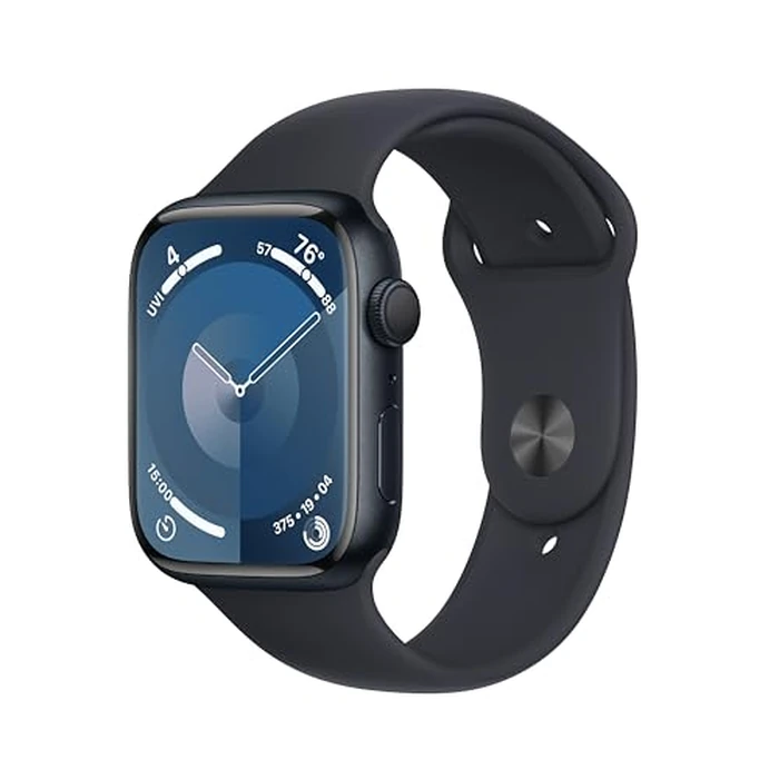 Apple Watch Series 9 [GPS 45mm] Smartwatch with Midnight Aluminum Case with Midnight Sport Band S/M. Fitness Tracker, ECG Apps, Always-On Retina Display, Water Resistant by Apple - Used - Acceptable condition - US$189.04