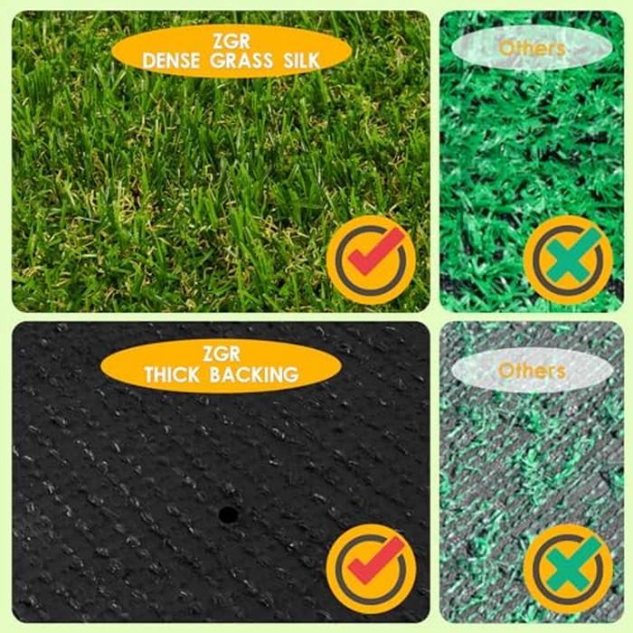 Realistic Artificial Grass Rug 4 FT x 6 FT Fake Faux Turf Grass, 0.8" Indoor Outdoor Patio Garden Lawn Landscape Balcony Synthetic Grass Mat, 4-Tones, Drain Holes, Rubber Backing by ZGR HOME&GARDEN - Image 4