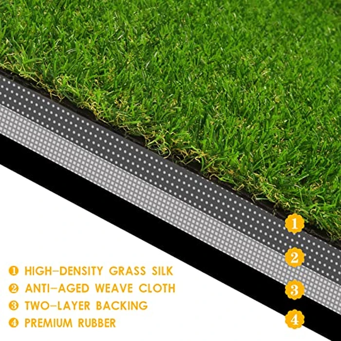 Realistic Artificial Grass Rug 4 FT x 6 FT Fake Faux Turf Grass, 0.8" Indoor Outdoor Patio Garden Lawn Landscape Balcony Synthetic Grass Mat, 4-Tones, Drain Holes, Rubber Backing by ZGR HOME&GARDEN - Image 6