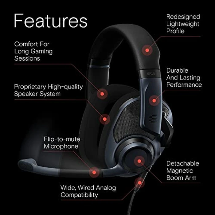 EPOS H6Pro Open Acoustic Gaming Headset with Mic - Lightweight Headband, Comfortable & Durable Design - Compatible with Xbox, PS4/PS5 & PC/Windows - Black by EPOS - Image 2