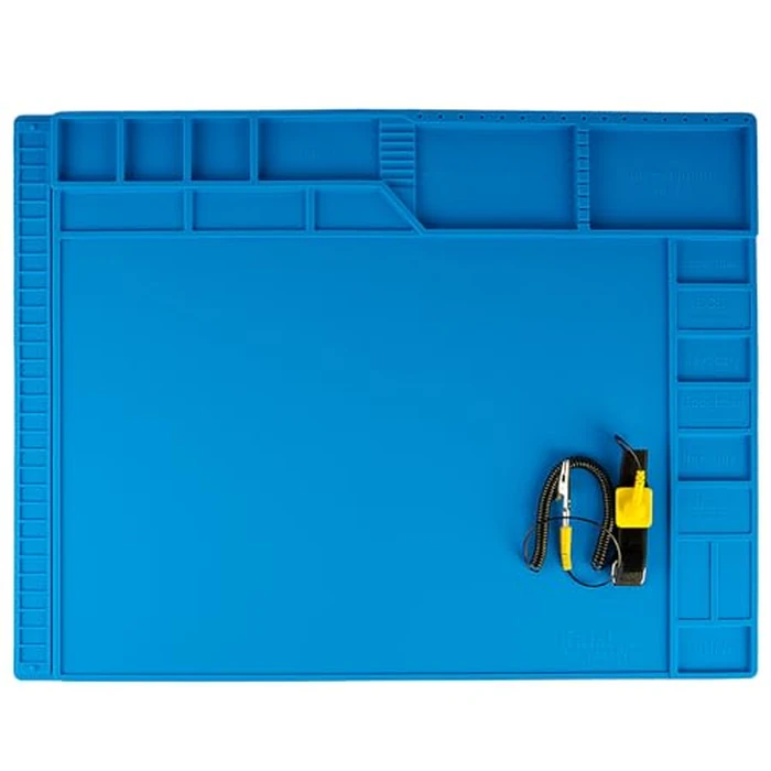 Kaisi Large Soldering Mat Heat Resistant,Silicone work mat,Magnetic solder mat,Electronic Solder Pad with Anti Static Wrist Strap for Soldering Station,Phone,Laptop,Tablet,Watch Repair(Blue) by Kaisi - Image 1