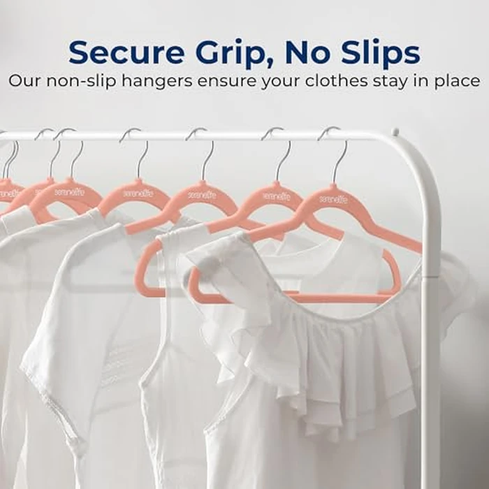 SereneLife Premium Non-Slip Velvet Hangers - Space Saving Heavy Duty Slim Suit Clothes Hanger Set w/ 360 Degree Swivel Metal Hook, Holds Up to 10 Lbs. for Coats, Jackets, Pants & Dress (150 Pieces) by SereneLife - Image 3