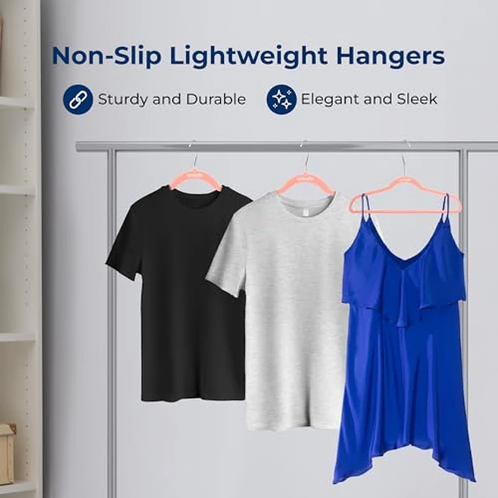 SereneLife Premium Non-Slip Velvet Hangers - Space Saving Heavy Duty Slim Suit Clothes Hanger Set w/ 360 Degree Swivel Metal Hook, Holds Up to 10 Lbs. for Coats, Jackets, Pants & Dress (150 Pieces) by SereneLife - Image 4