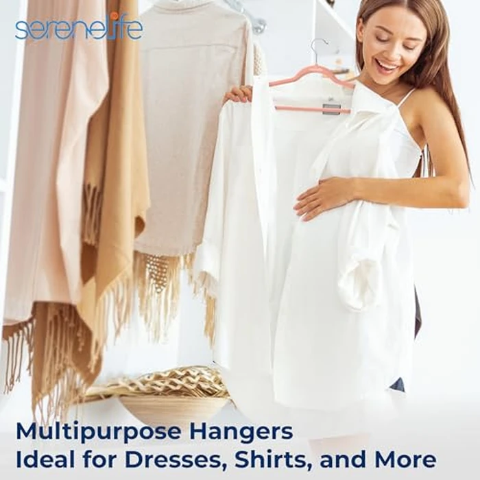 SereneLife Premium Non-Slip Velvet Hangers - Space Saving Heavy Duty Slim Suit Clothes Hanger Set w/ 360 Degree Swivel Metal Hook, Holds Up to 10 Lbs. for Coats, Jackets, Pants & Dress (150 Pieces) by SereneLife - Image 7