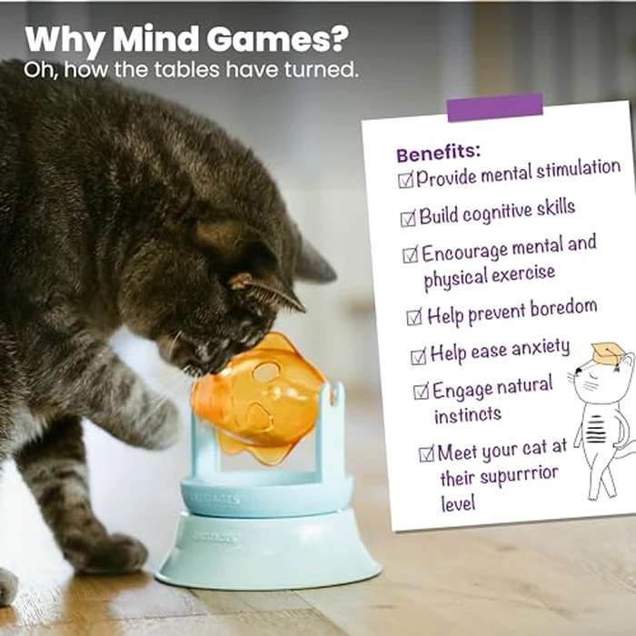 Catstages 2-in-1 Spinning Fish Treat Dispenser Cat Toy, Interactive Puzzle Feeder & Cat Ball Track Add-On, Blue by Catstages - Image 6