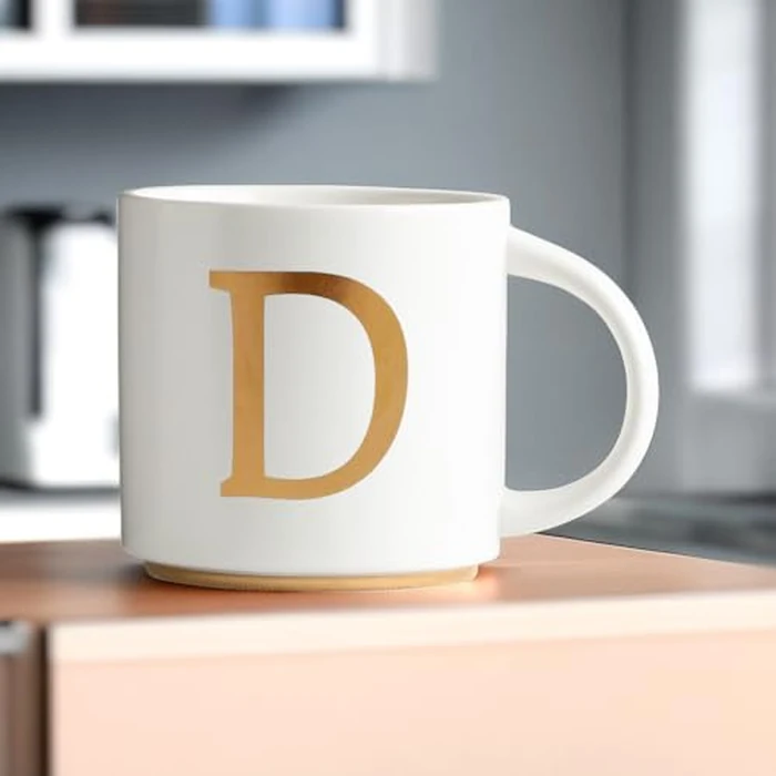 COLLECTIVE HOME - Monogram Ceramic Mugs, 15 oz Golden Initial Coffee Cups, Elegant Alphabet Tea Mugs, Elegant Personalized Mug with Gift Box, Unique Mug with Double Side Capital Letter (D) by COLLECTIVE HOME - Image 4