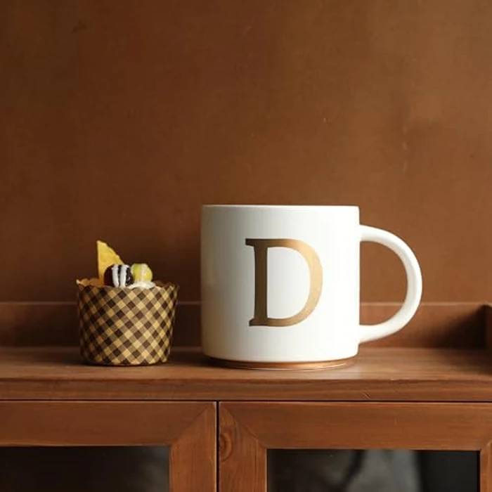 COLLECTIVE HOME - Monogram Ceramic Mugs, 15 oz Golden Initial Coffee Cups, Elegant Alphabet Tea Mugs, Elegant Personalized Mug with Gift Box, Unique Mug with Double Side Capital Letter (D) by COLLECTIVE HOME - Image 5