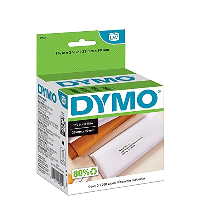 DYMO Authentic LW White Mailing Address Labels, DYMO Labels for LabelWriter Label Printers, 1-1/8" x 3-1/2", 2 Rolls of 260 (520 Total) by DYMO - Used - Like New condition - CA$12.18