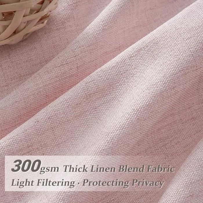 Cute Baby Pink Memory Trained Pinch Pleated Curtains 84 Inch Length 2 Panels Set for Girl Room Nursery, Linen Blend Light-Pink Princess Semi Sheer Light Filtering Living Room Drapes Back Tab 40Wx84L by PleatedDrapes - Image 2