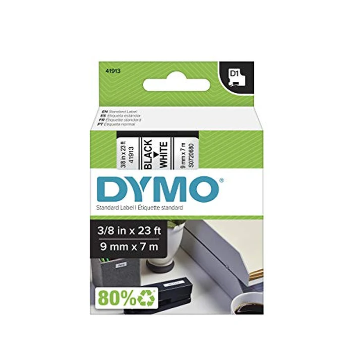 DYMO D1 Standard Labeling Tape for LabelManager Label Makers, Black print on White tape, 3/8'' W x 23' L, 1 cartridge by DYMO - Used - Very Good condition - CA$8.68
