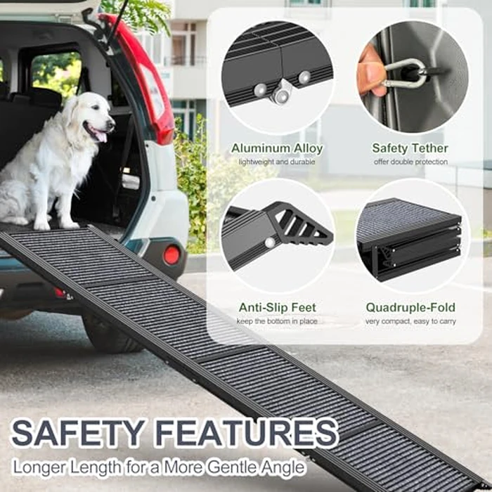 HerCcreta wigge Dog Ramp for Car 63" Long & 17" Wide Portable Dog Ramps for Large Dogs with Non-Slip Rug Surface Dog Car Ramp for SUV Car & Truck, Folding Dog Ramp Up to 250LBS by HerCcreta wigge - Image 4