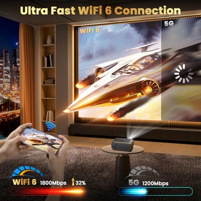 [Electric Focus/High Brightness] FUDONI Projector with WiFi and Bluetooth, Native 1080P Real 400 ANSI Lumen, Outdoor Movie Projector, Max 300'' Display Home Theater, for iOS/Android/TV Stick/HDMI/USB by FUDONI - Image 4