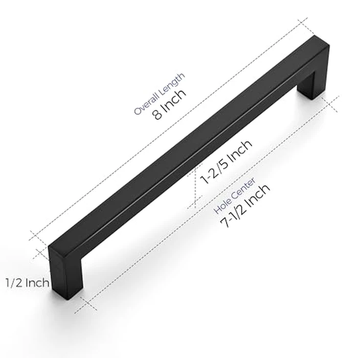 Ravinte 5 Pack 7-1/2 Inch Kitchen Square Cabinet Handles Matte Black Cabinet Pulls Black Drawer Pulls Kitchen Cabinet Hardware Kitchen Handles for Cabinets Cupboard Handles Drawer Handles by Ravinte - Image 3