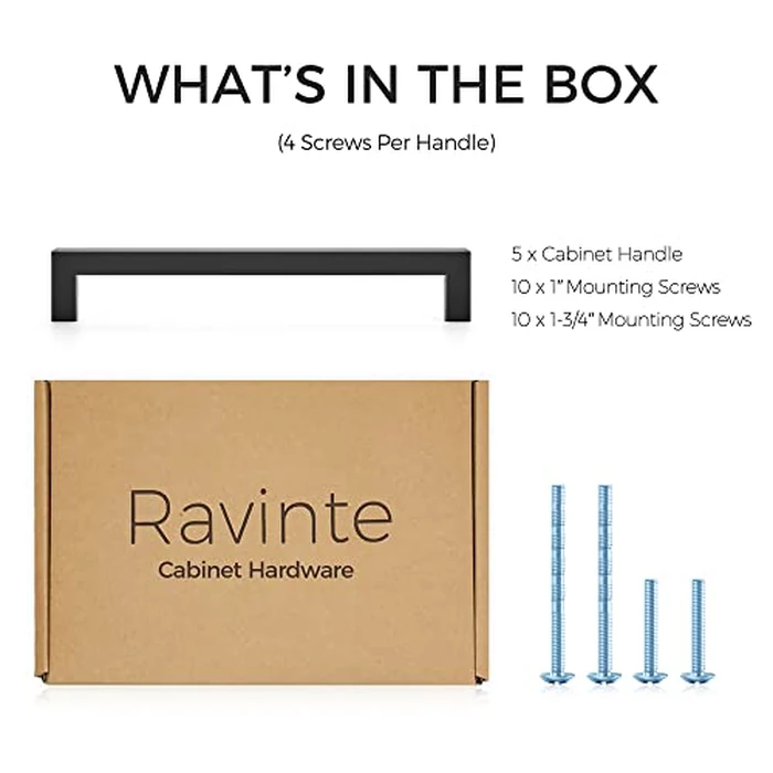 Ravinte 5 Pack 7-1/2 Inch Kitchen Square Cabinet Handles Matte Black Cabinet Pulls Black Drawer Pulls Kitchen Cabinet Hardware Kitchen Handles for Cabinets Cupboard Handles Drawer Handles by Ravinte - Image 7
