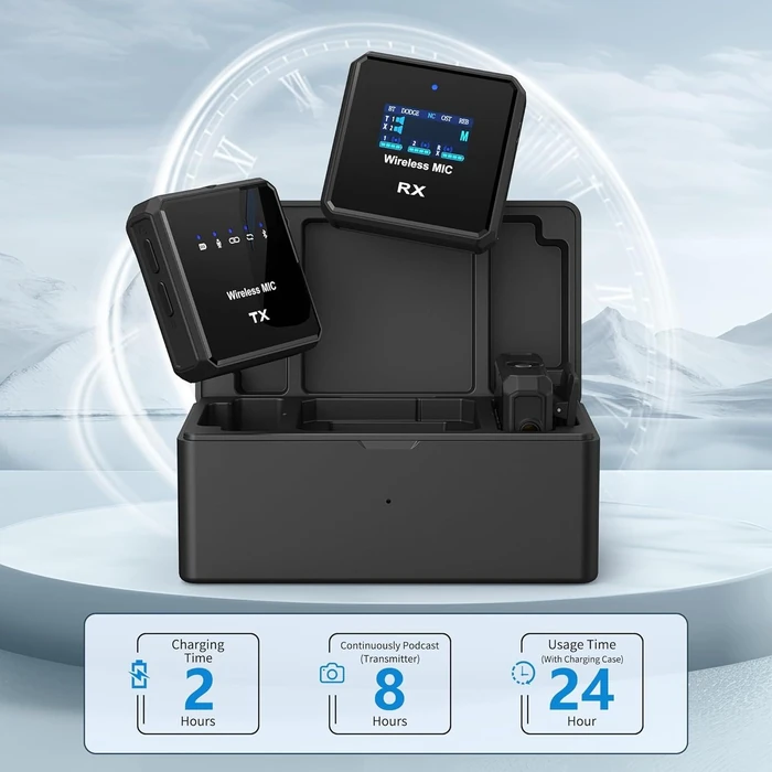 VJZFA Wireless Lavalier Microphone with Noise Cancellation - Black by VJZFA - Image 3