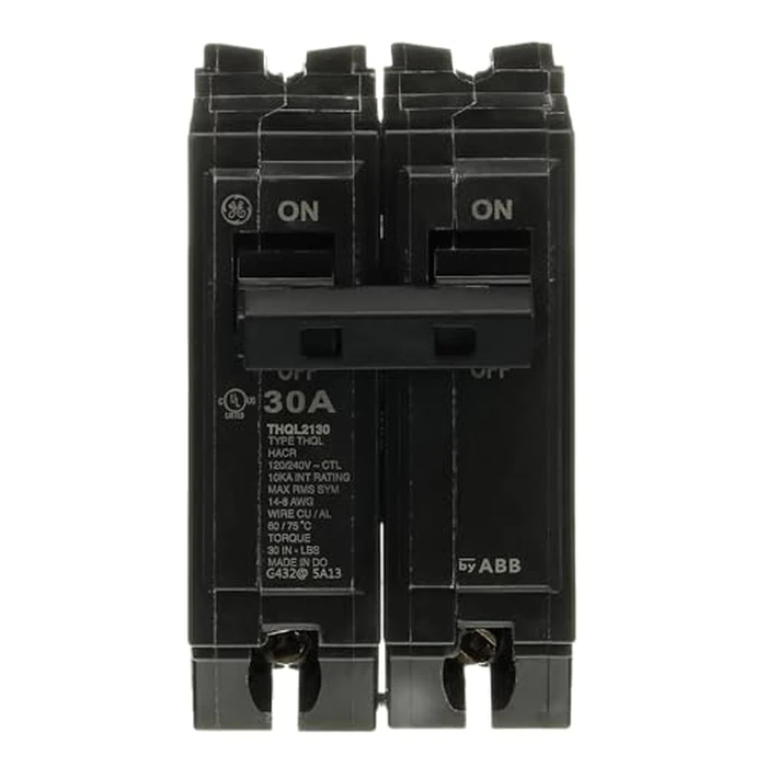 ABB Q-Line(R) THQL2130 Q Line 30A Double-Pole Circuit Breaker • 10kAIC, 120/240V, 30 Amp • Two-Pole Load Center Circuit Breaker • Non-Interchangeable Thermal Magnetic Trip by ABB - Used - Acceptable condition