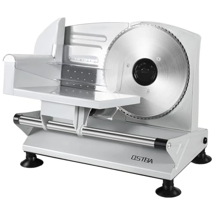 OSTBA Meat Slicer Machine for Home, Electric Deli Food Slicer with Removable 6.7” Stainless Steel Blades, 0-15mm Adjustable Thickness, Easy to Clean, 150W, Ideal for Cold Cuts, Cheese, Bread, Fruit by OSTBA - Used - Like New condition - US$54.59