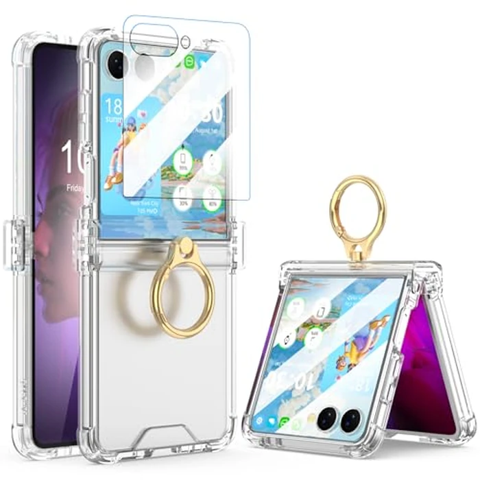 Galaxy Z Flip 7 Case with Screen Protector Hinge Protection Clear for Samsung Flip 7 Case with Kickstand Protective Cover for Samsung Galaxy Z Flip 7 5G (2025) - Clear by DAKORIE - Used - Acceptable condition