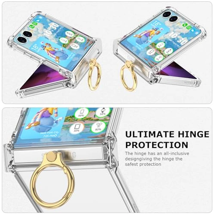 Galaxy Z Flip 7 Case with Screen Protector Hinge Protection Clear for Samsung Flip 7 Case with Kickstand Protective Cover for Samsung Galaxy Z Flip 7 5G (2025) - Clear by DAKORIE - Image 3