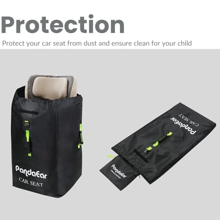 PandaEar Car Seat Travel Bag for Airplane, Water-Resistant Stroller Bag Backpack, Gate Check Car Seat Bags Cover for Plane with Shoulder Strap for Infant Convertible Seats & Booster Seat, Black by PandaEar - Image 6