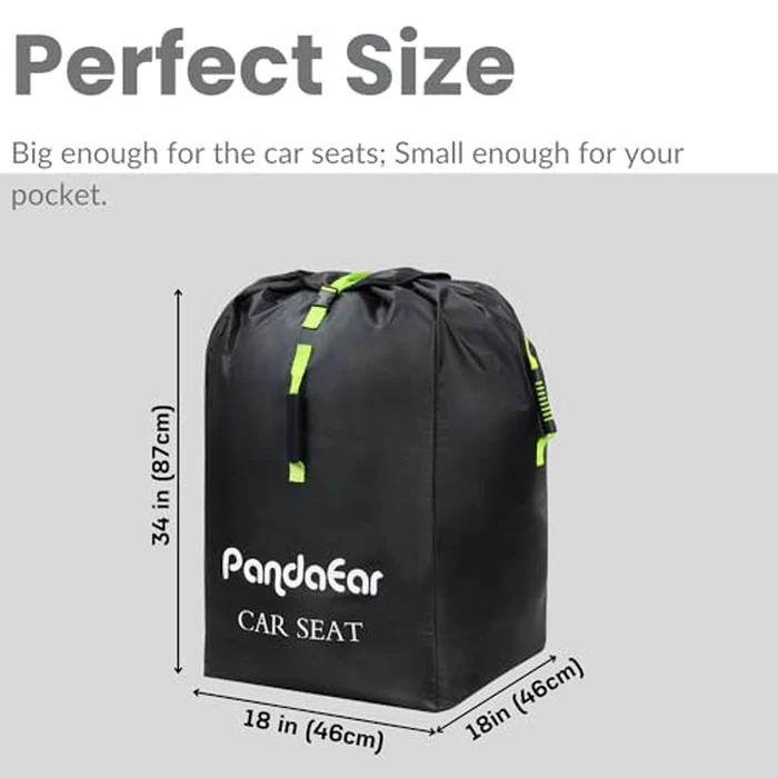 PandaEar Car Seat Travel Bag for Airplane, Water-Resistant Stroller Bag Backpack, Gate Check Car Seat Bags Cover for Plane with Shoulder Strap for Infant Convertible Seats & Booster Seat, Black by PandaEar - Image 7
